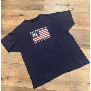 Vintage Polo Jeans Company Ralph Lauren T Shirt American USA Flag Sz Large